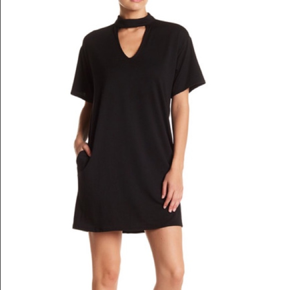 Black Mock Neck Cutout Dress